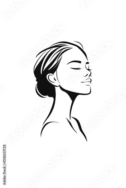 Obraz Artistic line drawing of woman's glowing face with smooth skin