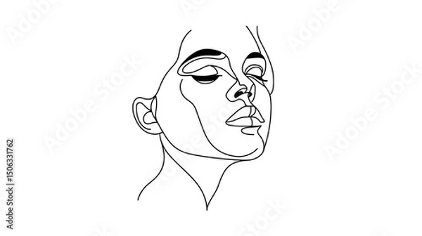 Obraz Minimalist continuous line art of female face