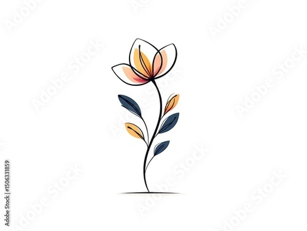 Obraz Abstract minimalistic flower in one line modern design