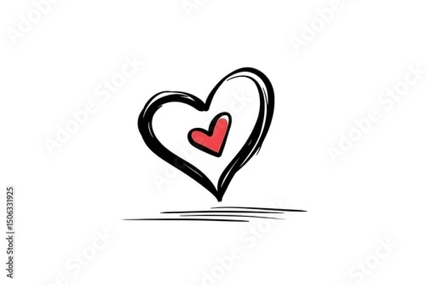 Obraz Simple one-line drawn heart Love concept