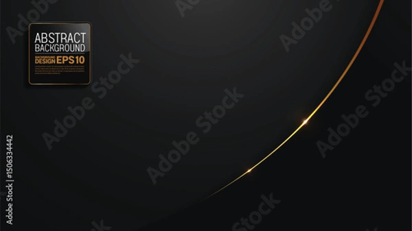 Obraz Luxury abstract golden line on black background, 1920x1080 px, vector art for Islamic festival, Diwali wallpaper banner, business invitation card, elegant modern, not AI generated