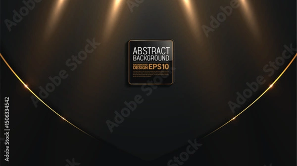 Obraz Luxury abstract black golden curves background, 1920x1080 px, vector art for Islamic festival, Diwali wallpaper banner, business invitation card, elegant modern, not AI generated.