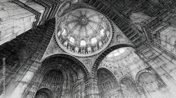 Fototapeta Cathedral Interior Dome Architectural.