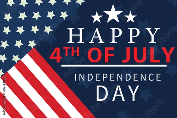 Fototapeta Happy Independence day 2025, 4th July national holiday. Festive greeting card vector illustration.