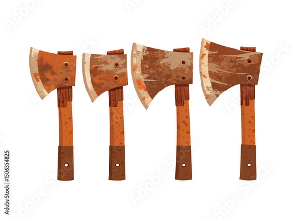 Obraz Rusty axes set illustration isolated on white background
