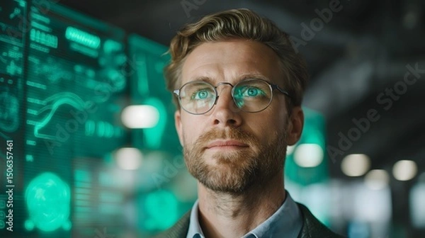 Fototapeta Green energy data analytics, Renewable technology performance monitoring, Smart environmental dashboard systems