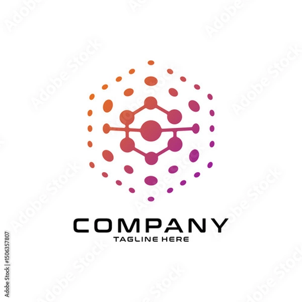 Fototapeta logotype letter G with dot and molecule concept logo template