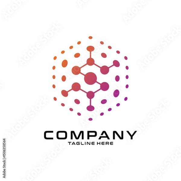 Fototapeta logotype letter S with dot and molecule concept logo template