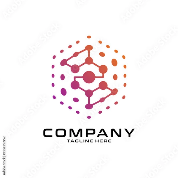 Fototapeta logotype letter Z with dot and molecule concept logo template
