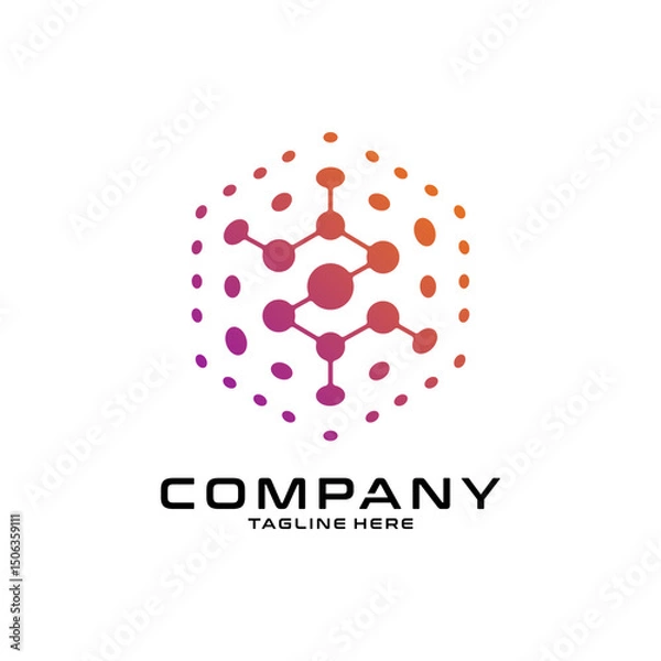 Fototapeta logotype letter Z with dot and molecule concept logo template