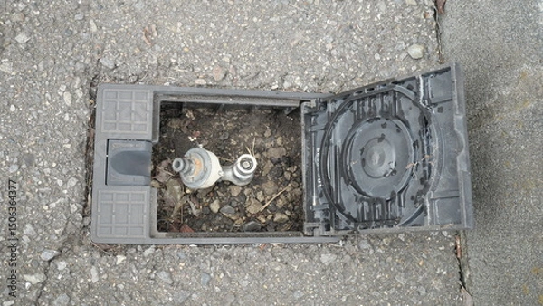 Fototapeta 地面に設置された散水栓