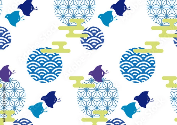 Obraz 千鳥のクール可愛い夏の和柄壁紙2