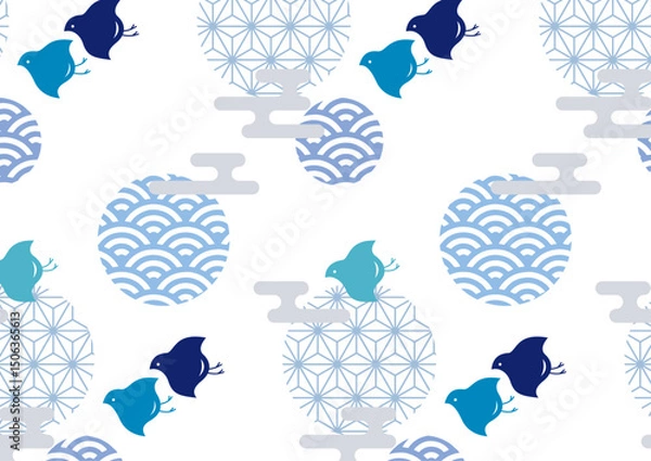 Obraz 千鳥のクール可愛い夏の和柄壁紙1