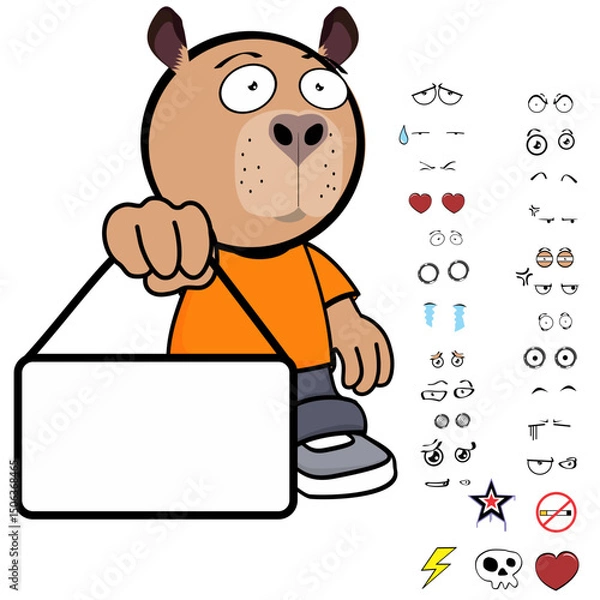 Fototapeta capybara kid expressions pack collection in vector art