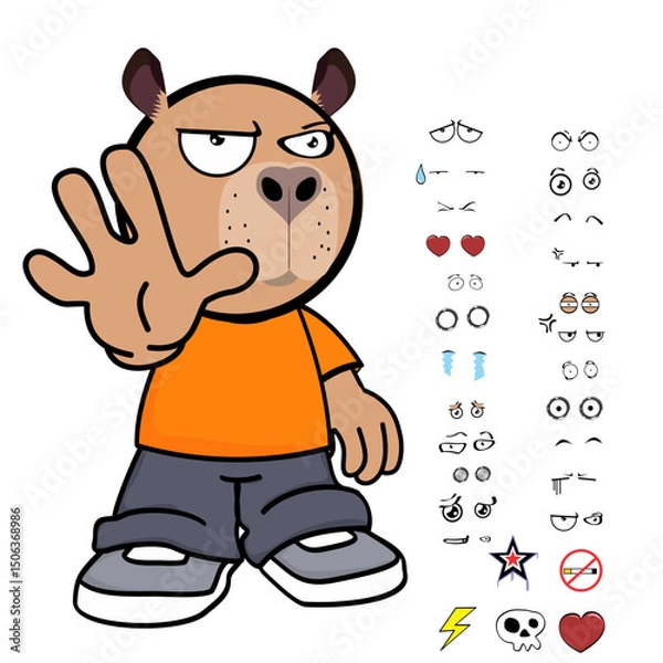 Fototapeta capybara kid expressions pack collection in vector art