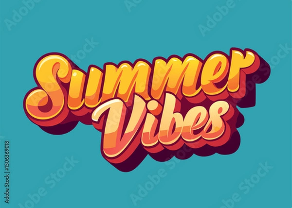 Fototapeta summer vibes 3d typography gradient text effect 
