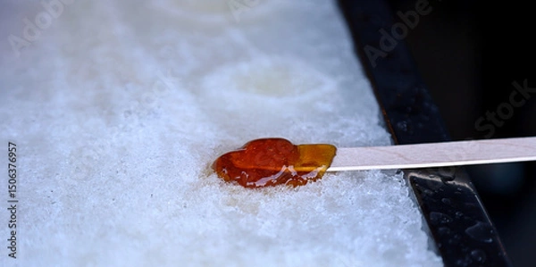 Obraz Traditional Canadian Sweet: Maple Syrup on Snow Candy