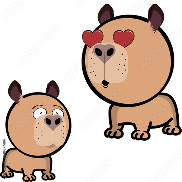 Fototapeta little capybara character cartoon expressions pack collection in vector art