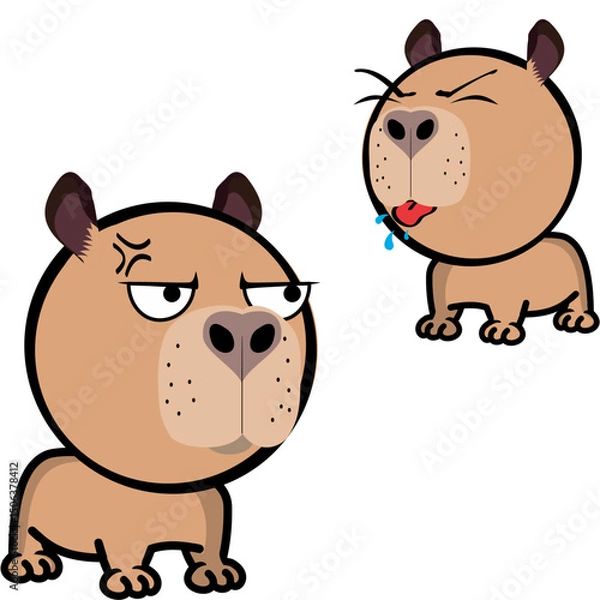 Fototapeta little capybara character cartoon expressions pack collection in vector art