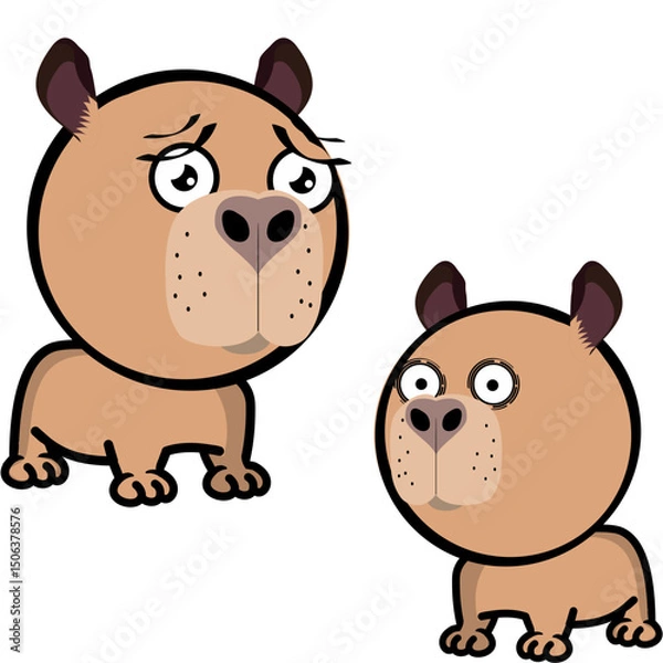 Fototapeta little capybara character cartoon expressions pack collection in vector art