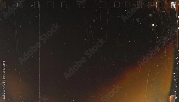 Obraz フィルム 黒 レトロ 映画 写真 アナログ 古い ヴィンテージ 傷 埃 ノスタルジー フレーム 枠 背景 素材 テクスチャ グランジ 粒状 モノクロ 映像