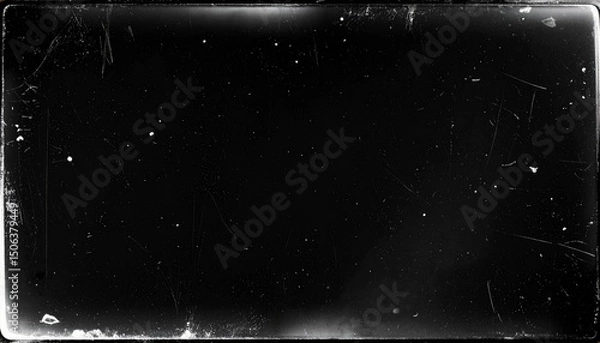 Obraz フィルム 黒 レトロ 映画 写真 アナログ 古い ヴィンテージ 傷 埃 ノスタルジー フレーム 枠 背景 素材 テクスチャ グランジ 粒状 モノクロ 映像