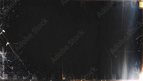 Obraz フィルム 黒 レトロ 映画 写真 アナログ 古い ヴィンテージ 傷 埃 ノスタルジー フレーム 枠 背景 素材 テクスチャ グランジ 粒状 モノクロ 映像