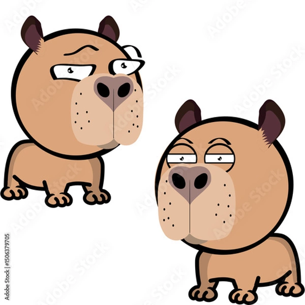 Fototapeta little capybara character cartoon expressions pack collection in vector art