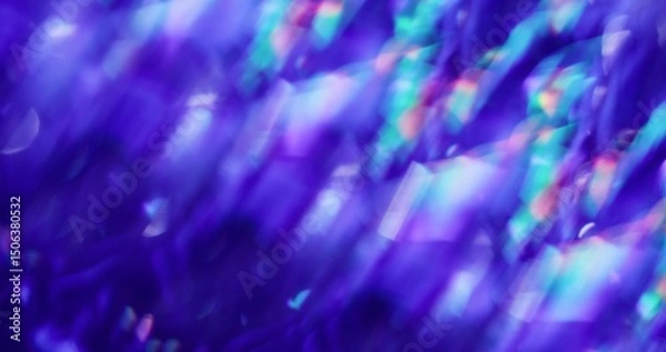 Fototapeta Glow flare. Defocused abstraction. Blurred colorful gleam lens on bokeh light reflection purple blue art glint background.