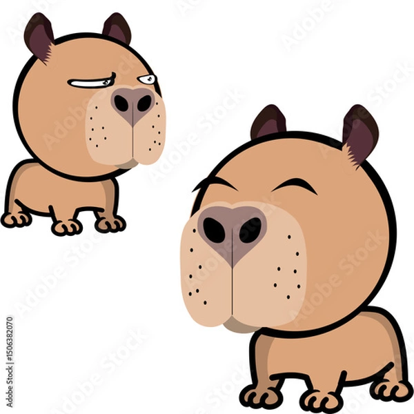 Fototapeta little capybara character cartoon expressions pack collection in vector art