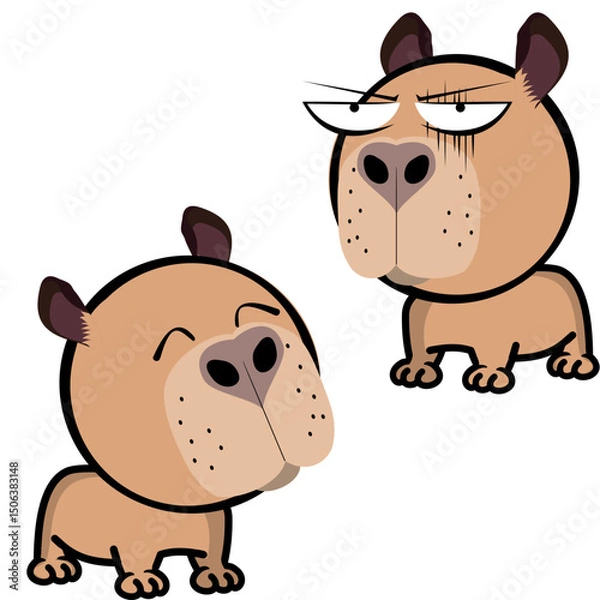 Fototapeta little capybara character cartoon expressions pack collection in vector art