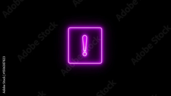 Obraz Neon warning sign with exclamation mark. Warning symbol of a dangerous point.