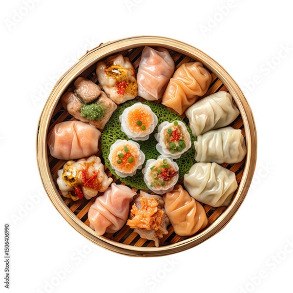 Fototapeta Dim Sum isolated on transparent white background png, clipping path