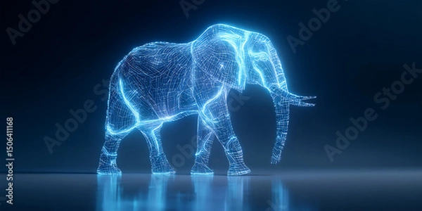 Obraz Luminous Elephant A Digital Art Piece Exploring Connectivity and Form