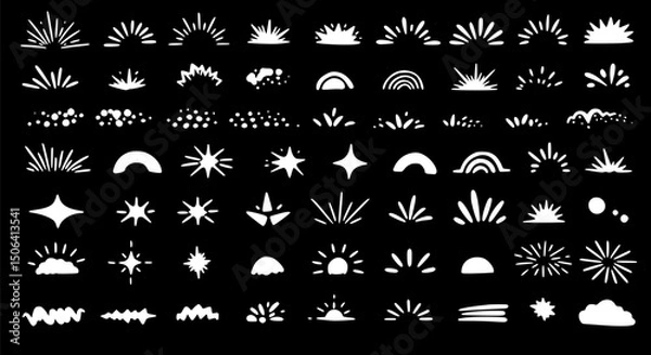 Fototapeta Hand-drawn Sun Star Burst & Sparkles Vector Graphics Set