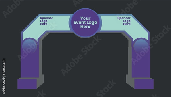 Fototapeta Editable Circular Theme Event Gate Mockup Template with Sponsor Placement