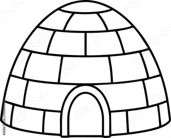 Fototapeta igloo outline coloring book page vector illustration line art