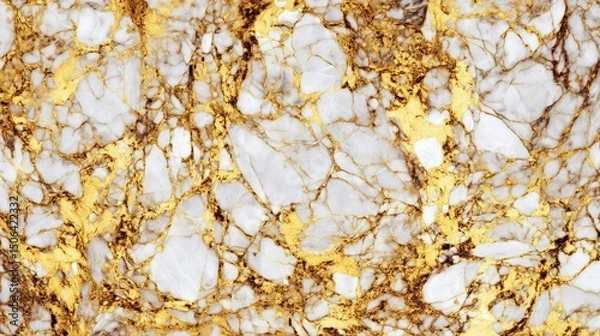 Fototapeta White and gold marble texture with luxurious veining, symbolizing elegance and timeless sophistication.