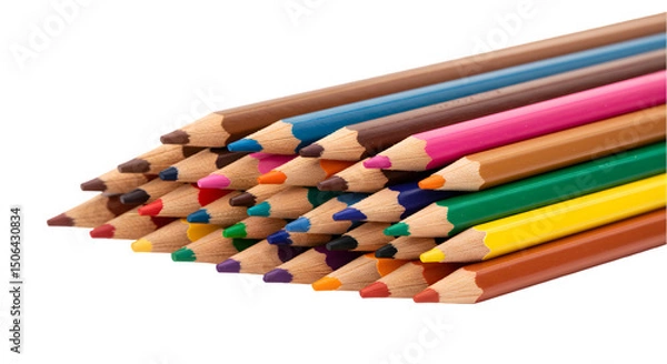 Obraz Vibrant Stack Of Colored Pencils On Black Transparent Background