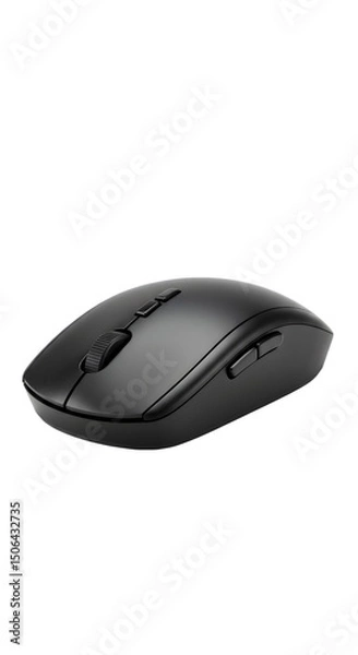 Fototapeta Wireless Black Computer Mouse Isolated On Transparent Background