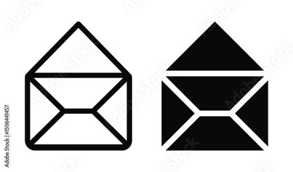 Fototapeta A set of mail icons. Mail, message, envelope newsletter symbol. 郵便, メールアイコン, 郵件,	