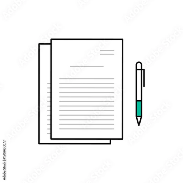 Obraz 書類とペンのイメージベクターイラスト