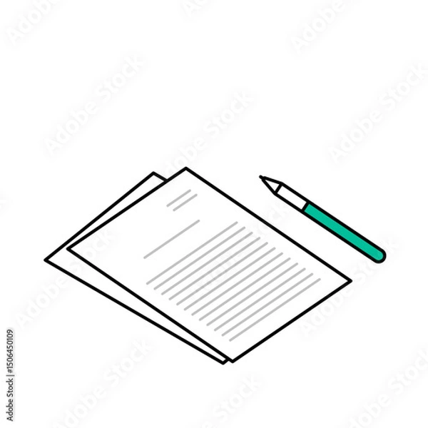 Obraz 書類とペンのイメージベクターイラスト