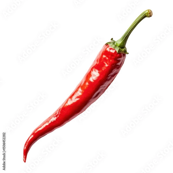 Fototapeta Bright red cayenne pepper isolated on a white background for culinary uses and food photography, Cayenne pepper isolated on white background