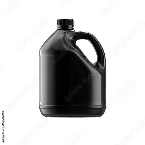 Fototapeta Black plastic jug with a gallon capacity mockup floating in a clean isolated studio setting against a plain white background  category Graphic Resources