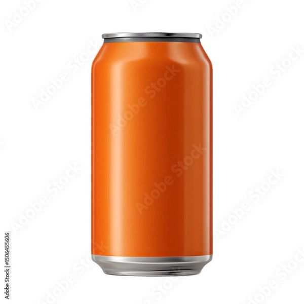 Fototapeta A image of a bright vibrant orange aluminum beverage can with a metal lid ready to quench thirst and provide refreshment