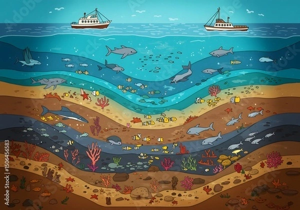 Obraz Marine Biology Section View