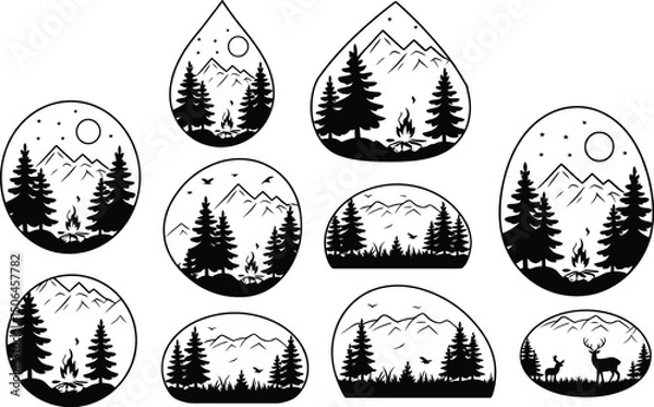 Obraz Set of camping vector