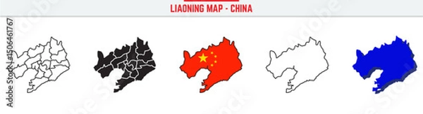 Obraz Liaoning Map Outline with China Inset – 3D Liaoning Map Outline and Filled Vector Design
