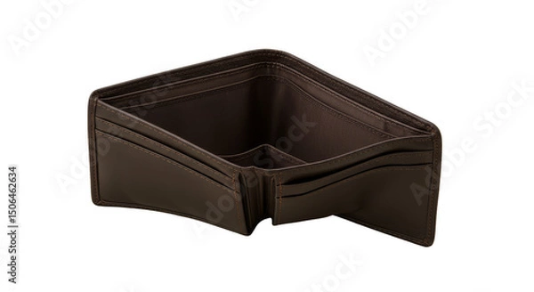 Fototapeta Isolated Leather Wallet Brown Object on Transparent Background Photo